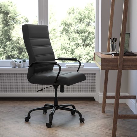 FLASH FURNITURE High Back Black LeatherSoft Executive Swivel Chair GO-2286H-BK-BK-GG